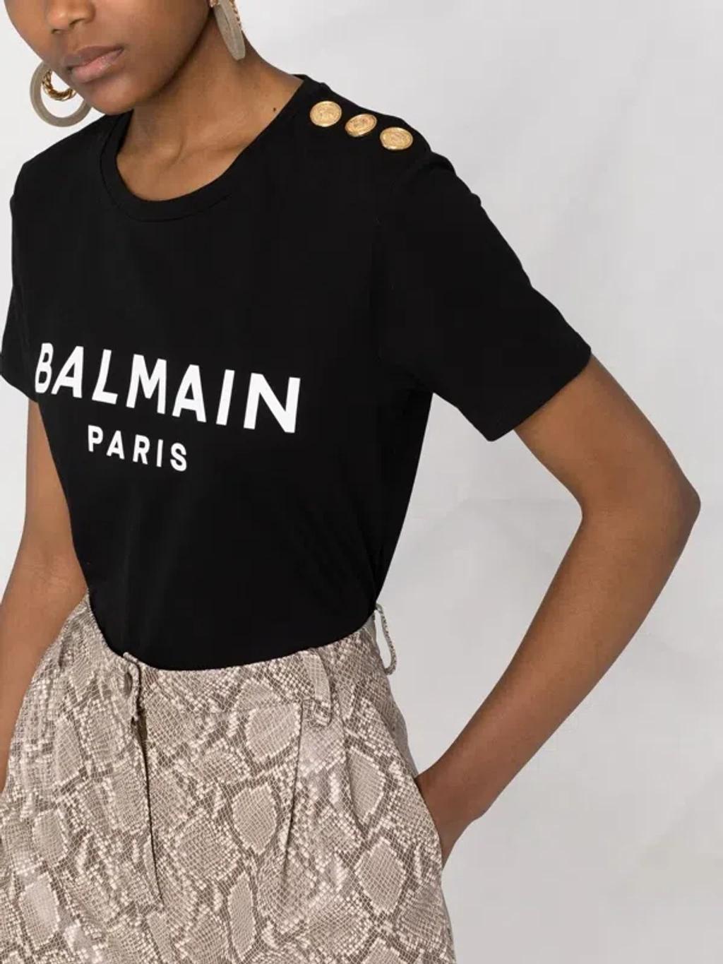 BALMAIN Cotton T-shirt With Logo In Black Product Image