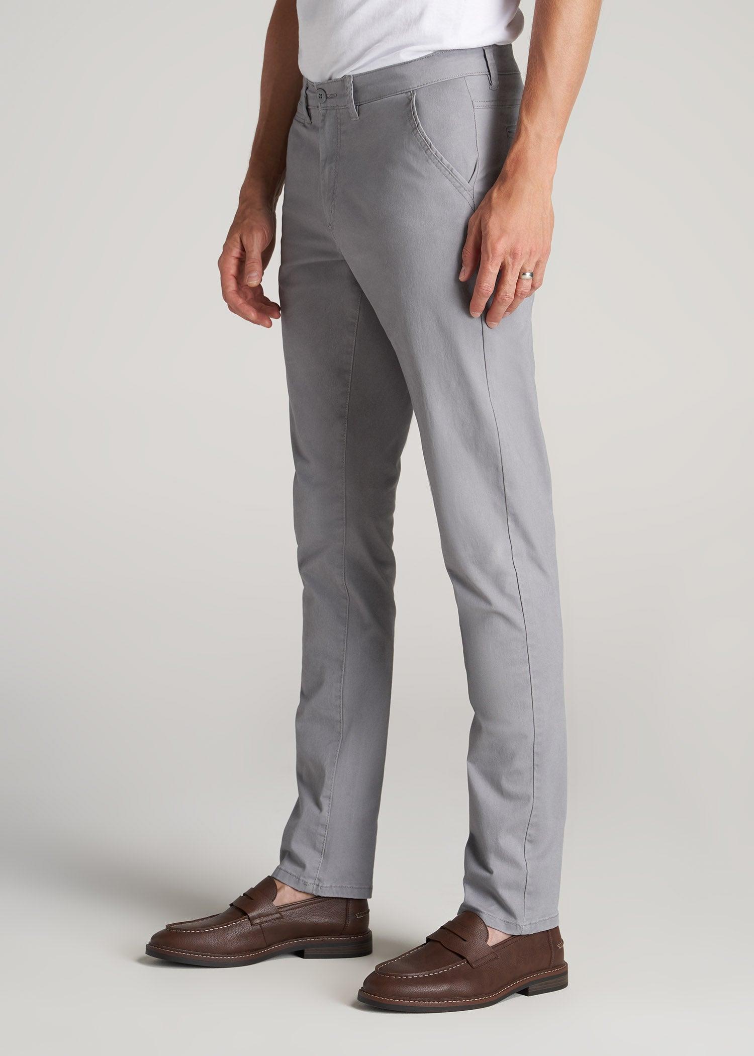 Carman TAPERED Chinos in Pebble Grey - Pants for Tall Men Product Image