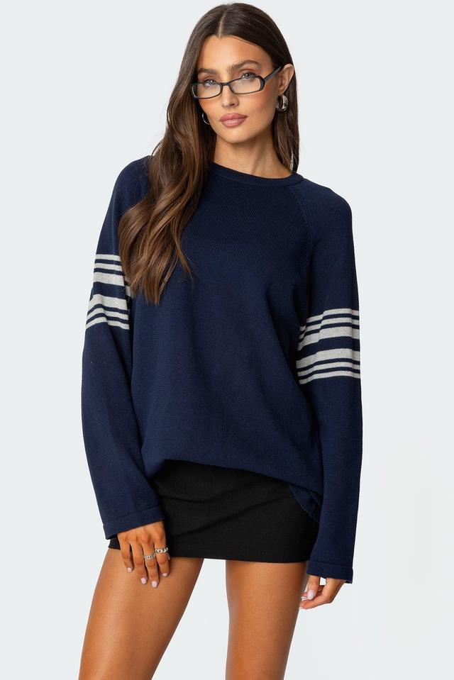 Contrast Stripe Oversized Knit Top Product Image