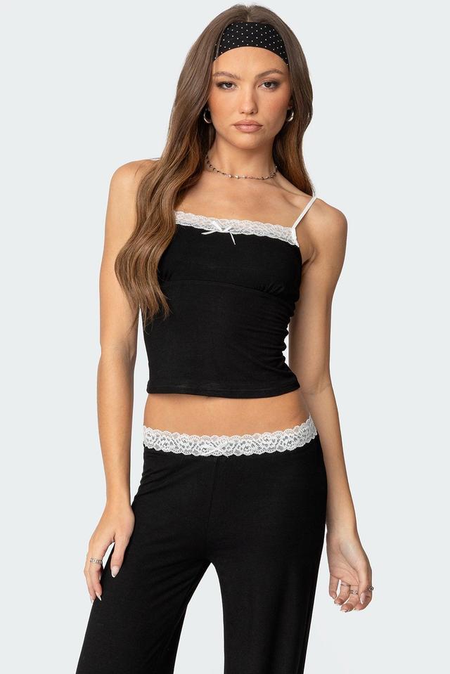 Domino Contrast Lace Trim Tank Top Product Image