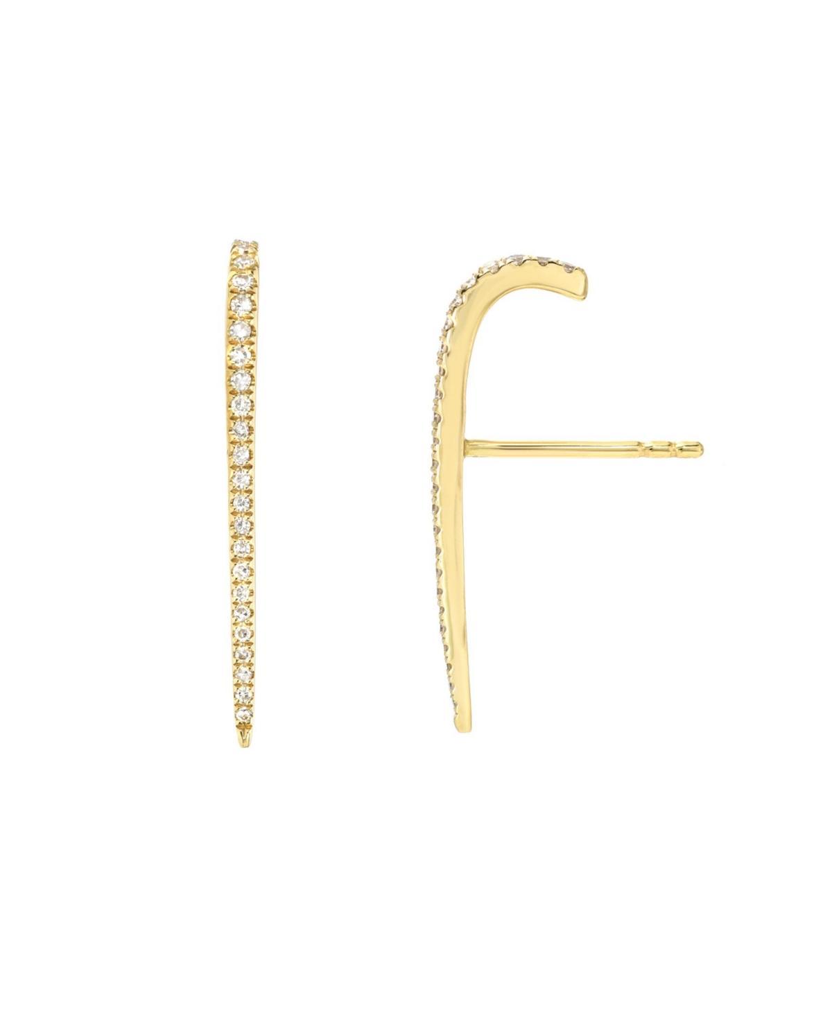 Zoe Lev Womens Diamond Curved Bar Earrings in Gold Product Image