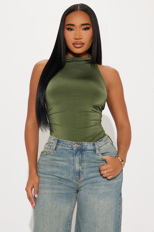 Eliana High Neck Top - Olive Product Image