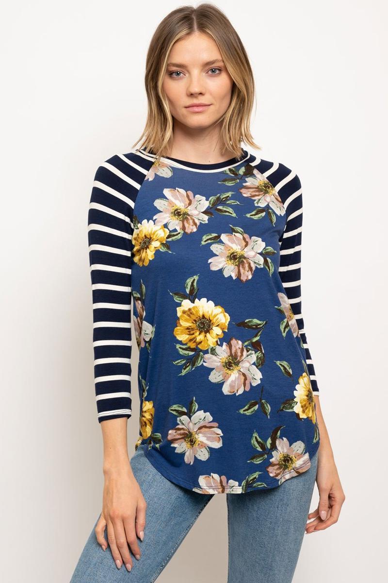 Floral with stripe sleeves Product Image