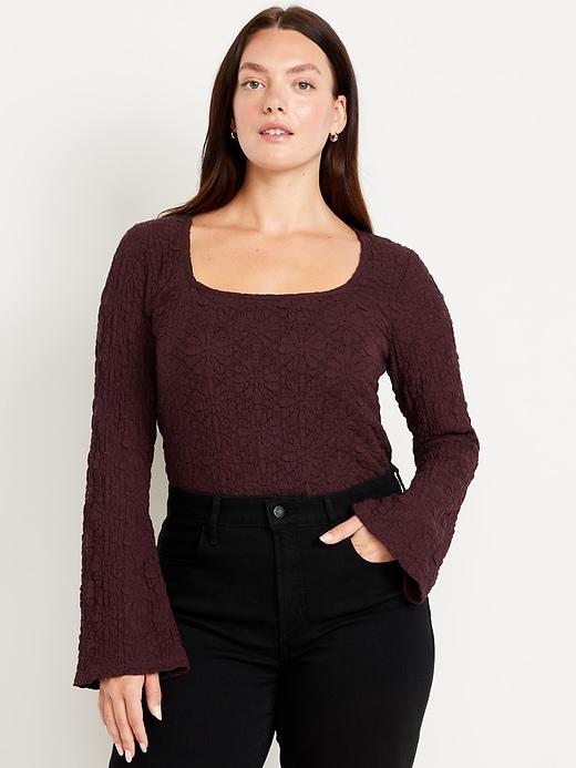 Textured Lace Scoop-Neck Top Product Image