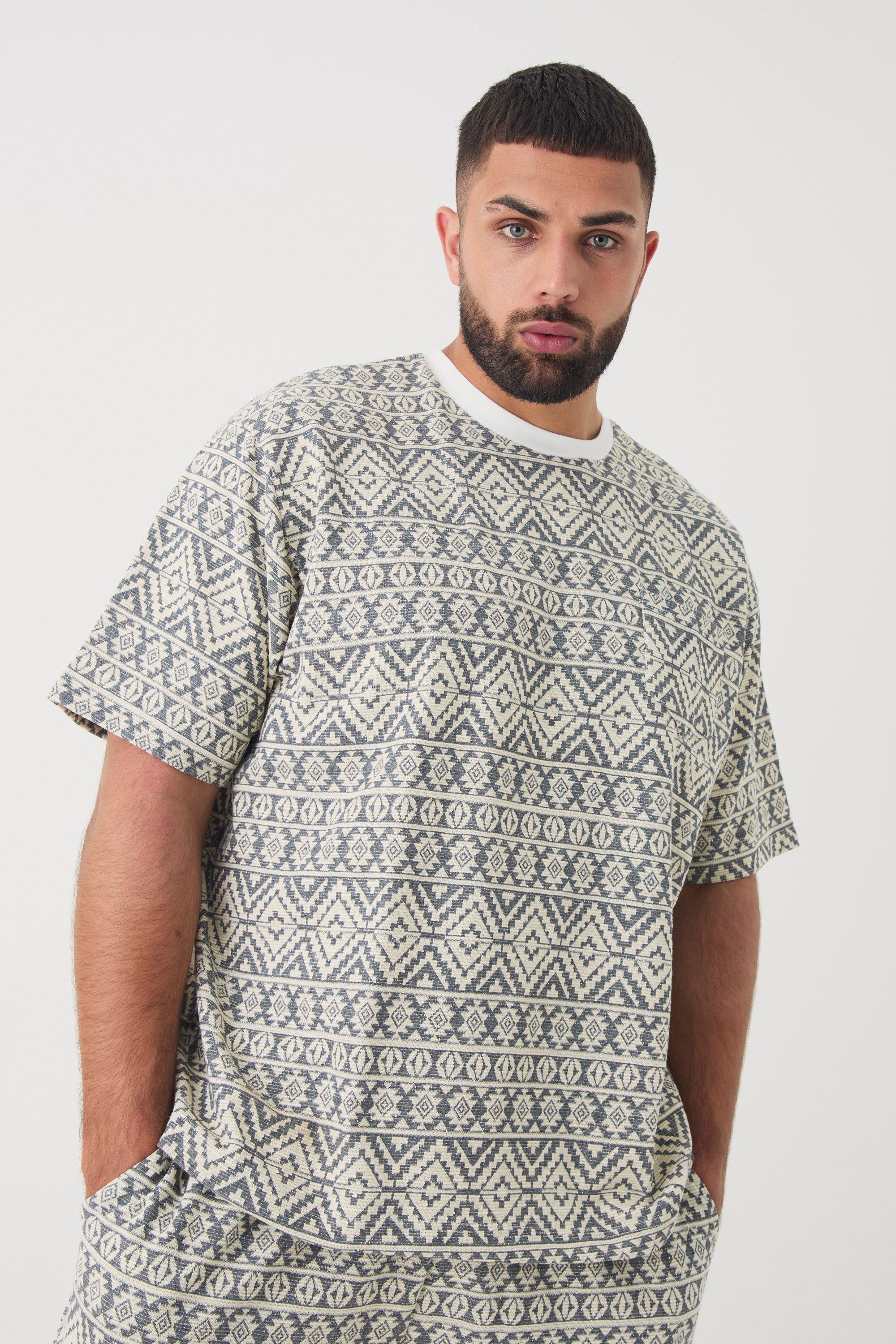 Plus Oversized Jacquard Abstract T-shirt | boohooMAN USA Product Image