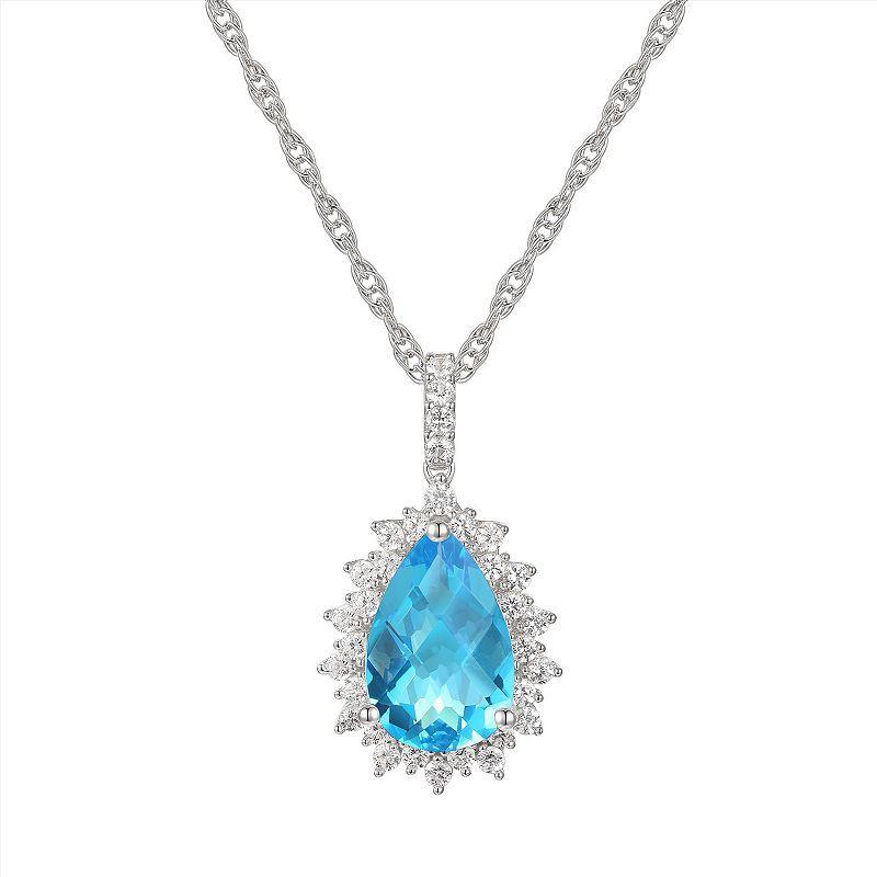 Sterling Silver Blue Topaz Pendant, Womens Product Image