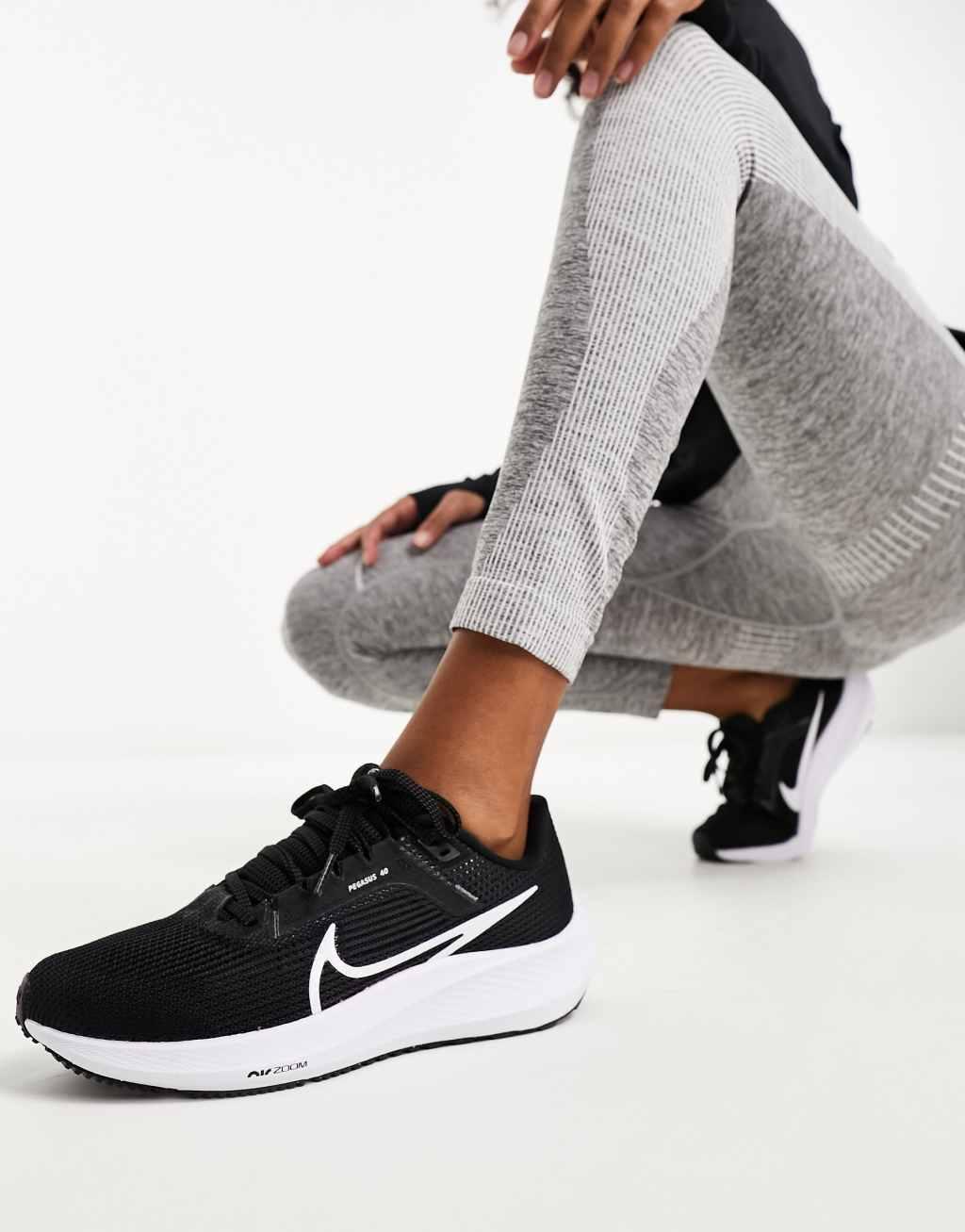 Nike Running Pegasus 40 sneakers in black and white  Product Image