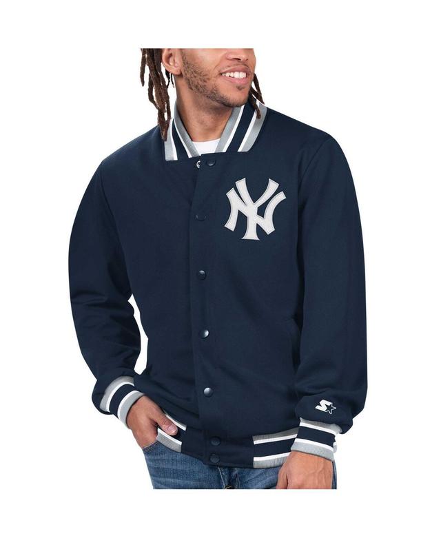 Mens Starter New York Yankees Secret Weapon Satin Full-Snap Jacket Blue Product Image