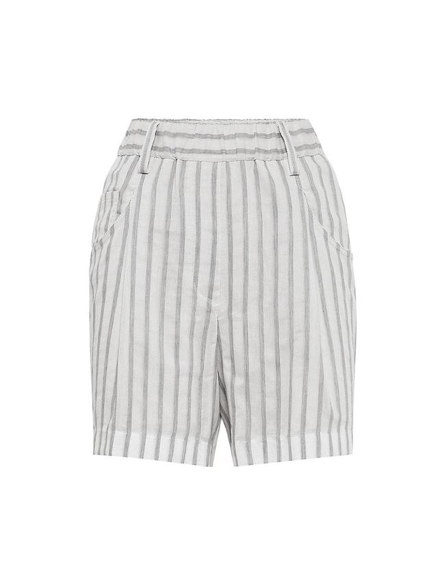 Womens Cotton and Silk Textured Stripe Gauze Five Pocket Shorts Product Image