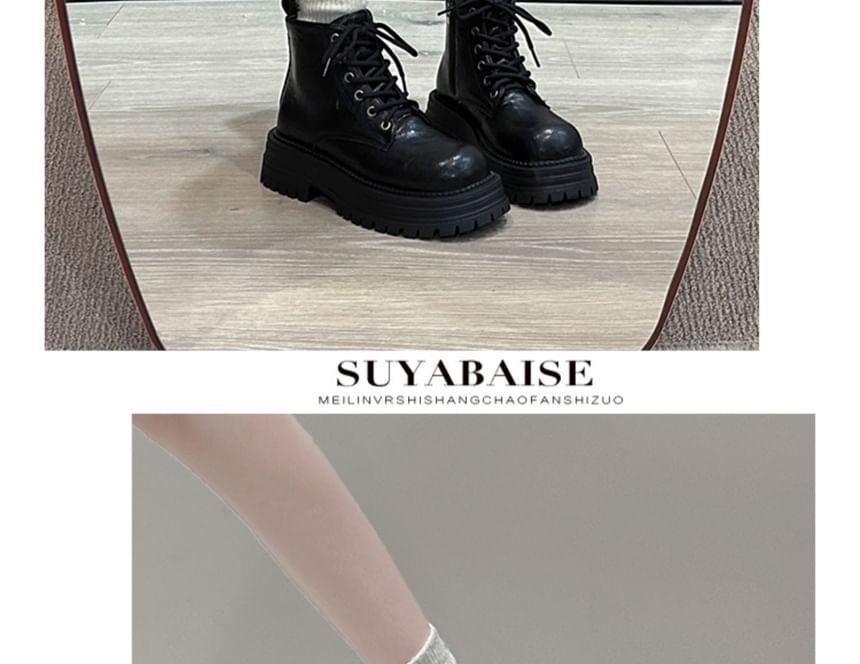 Faux Leather Platform Short Boots Product Image