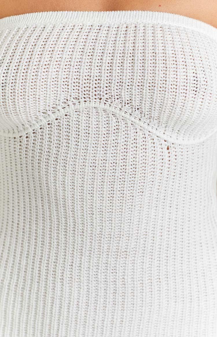 Tasnia White Mini Knit Strapless Dress Product Image