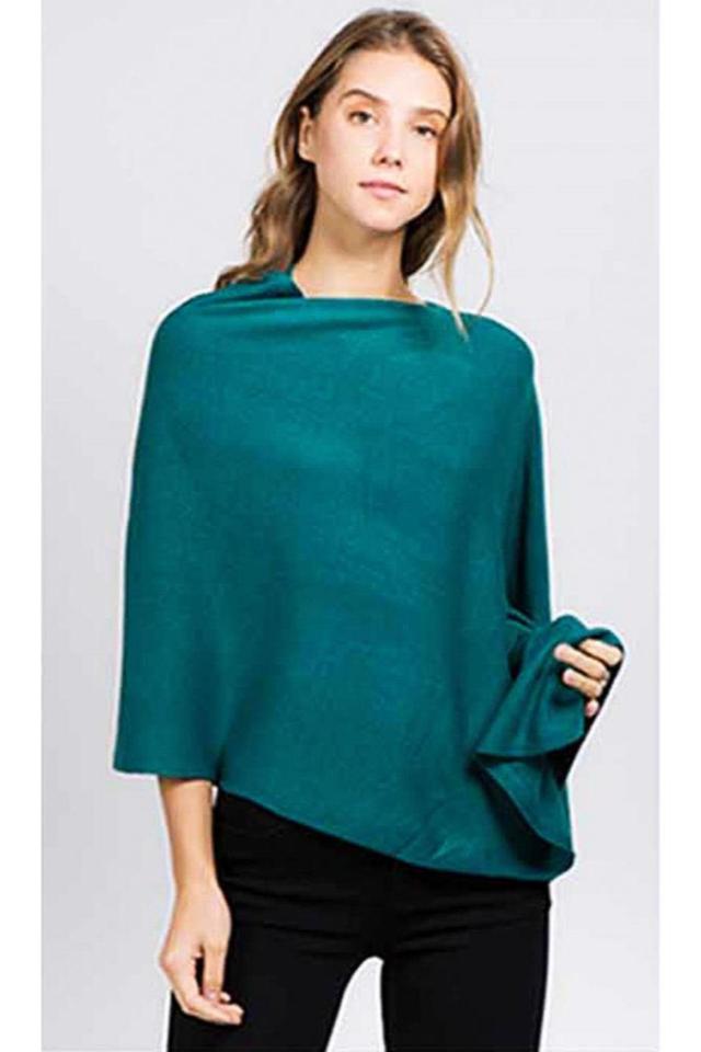 CHIC STYLISH CHENILLE SOLID COLOR PONCHO Product Image