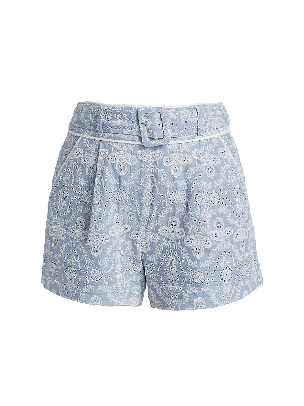 Womens Hobbes Cotton Eyelet Belted Shorts Product Image