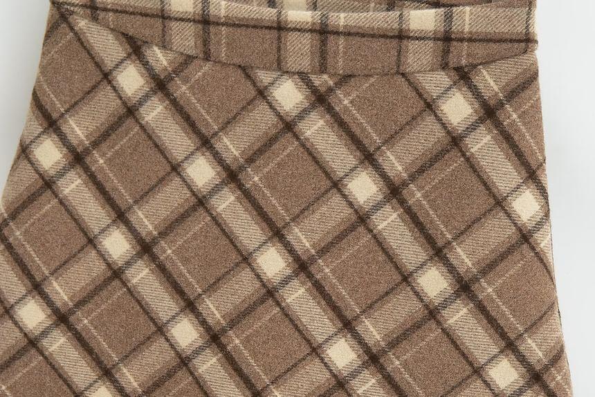 High Rise Plaid Mini A-Line Skirt Product Image