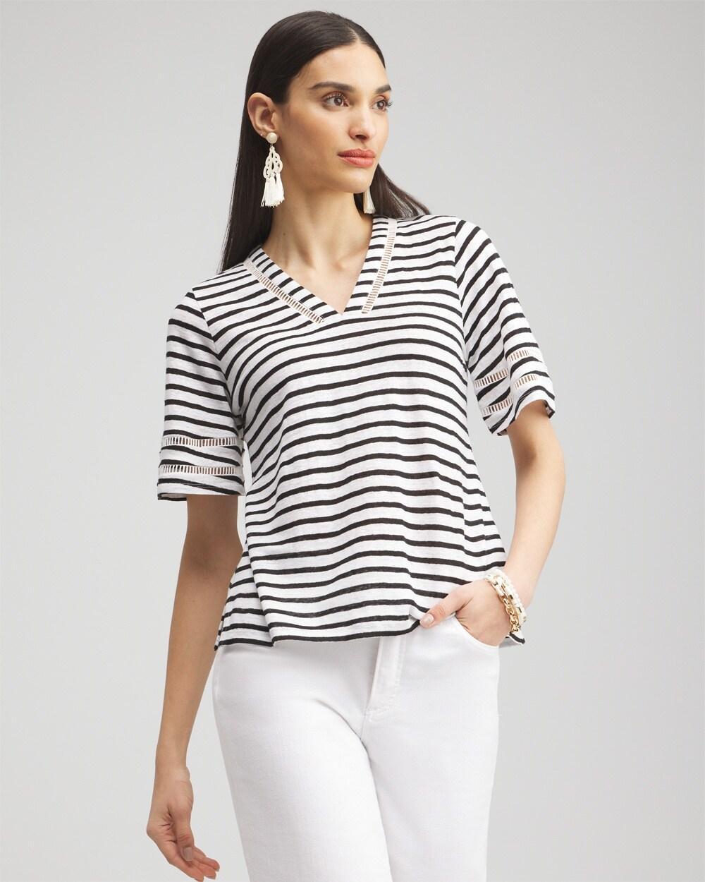 Women's Linen Stripe Ladder Lace Tee product image