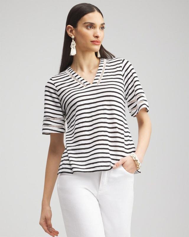 Women's Linen Stripe Ladder Lace Tee Product Image