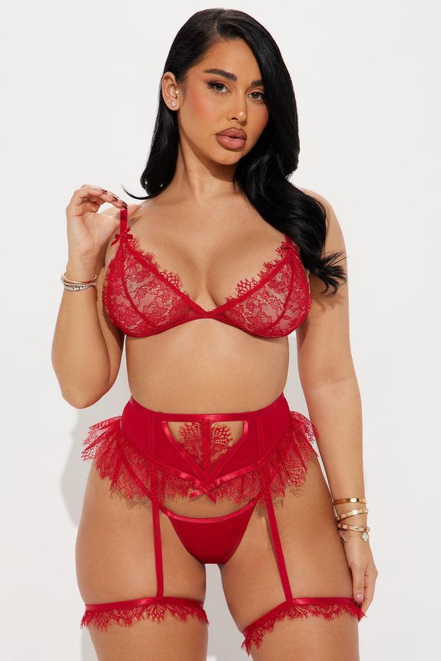 Made For Me Lace 3 Piece Garter Set - Red Product Image