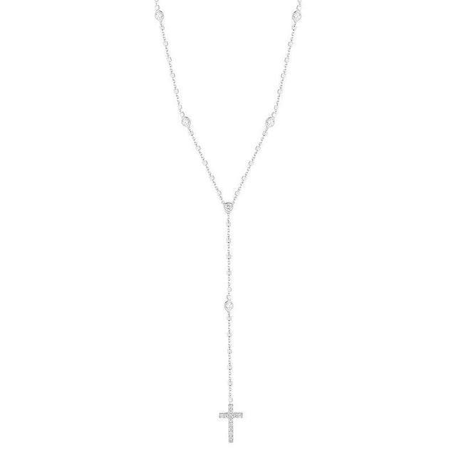 Sunkissed Sterling Cubic Zirconia Cross Lariat Necklace, Womens Gold Tone Product Image