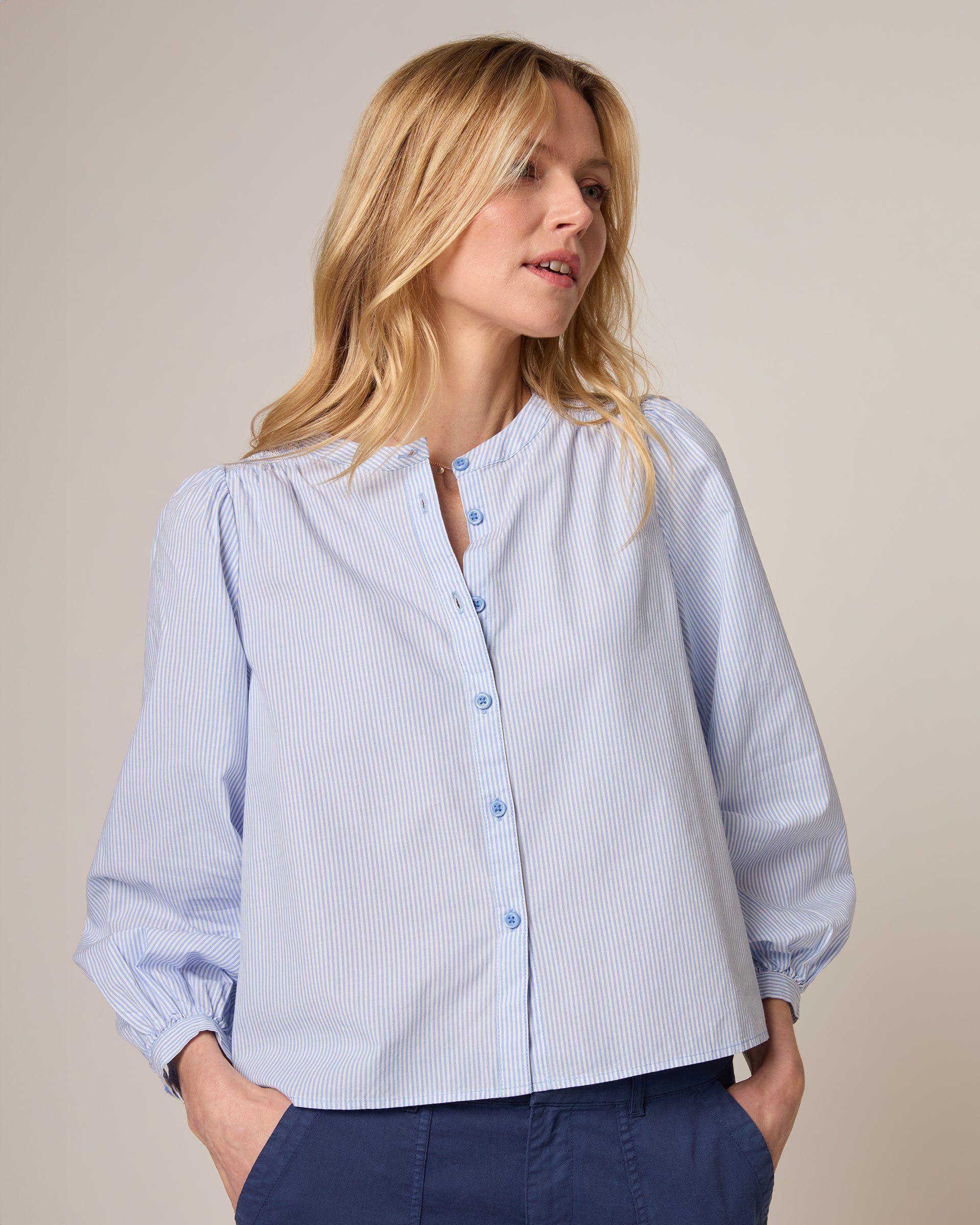 johnnie-O Blair Cotton Button Up Smock Blouse Product Image