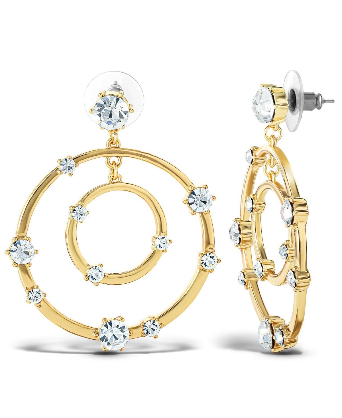 Jessica Simpson Womens Orbital Crystal Drop Earrings Tone Hoop Earrings - Gold Product Image