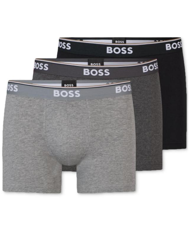 Mens Three-Pack Of Stretch-Cotton Boxer Briefs With Logos Product Image