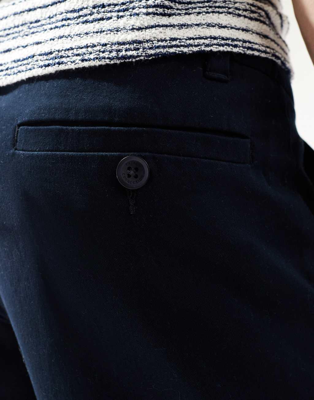 French Connection cuffed chino pants in navy Product Image