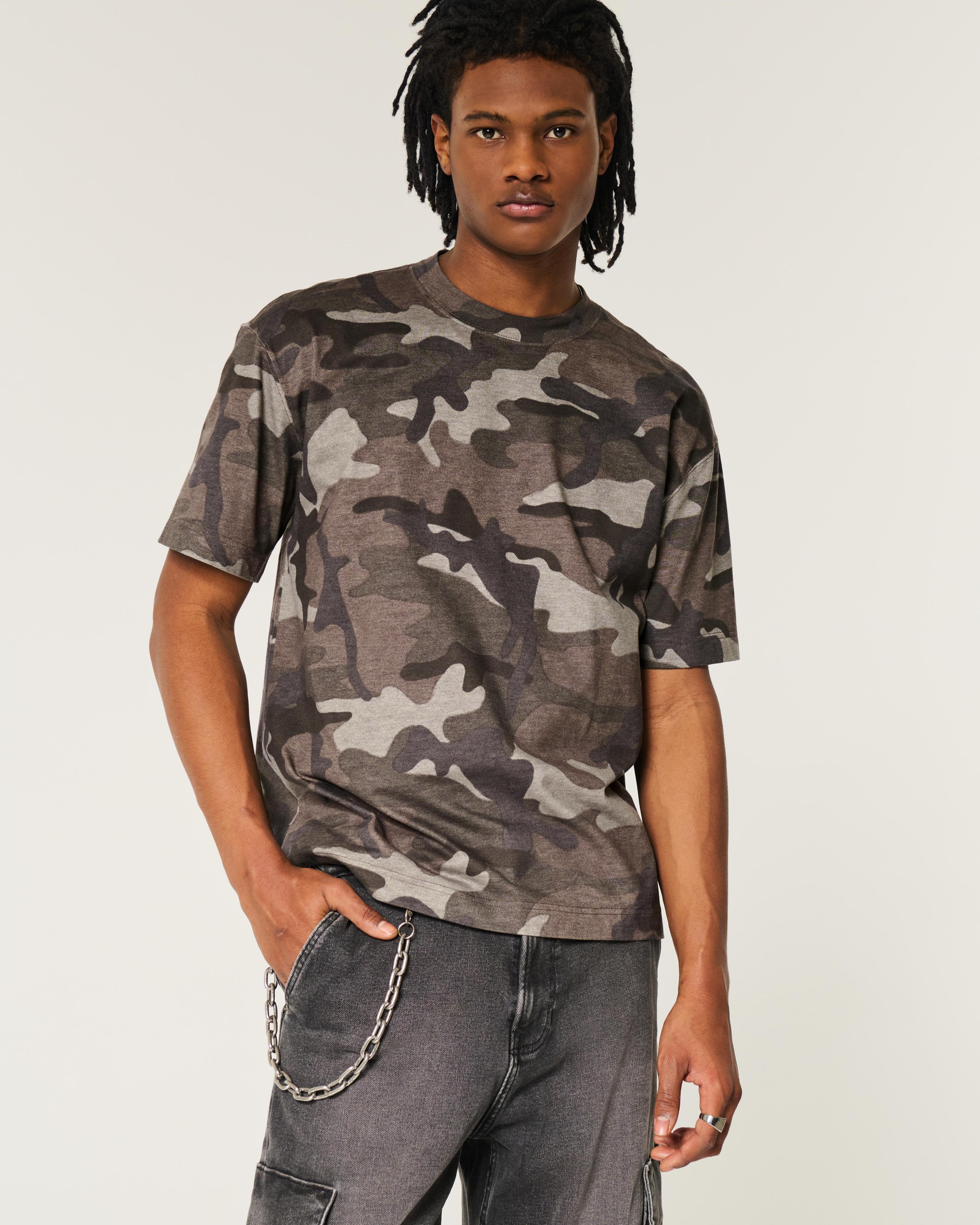 Boxy Heavyweight Camo Crew T-Shirt Product Image