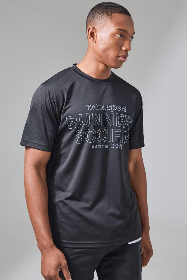 Man Active Runners Society Performance T-shirt | boohooMAN USA Product Image