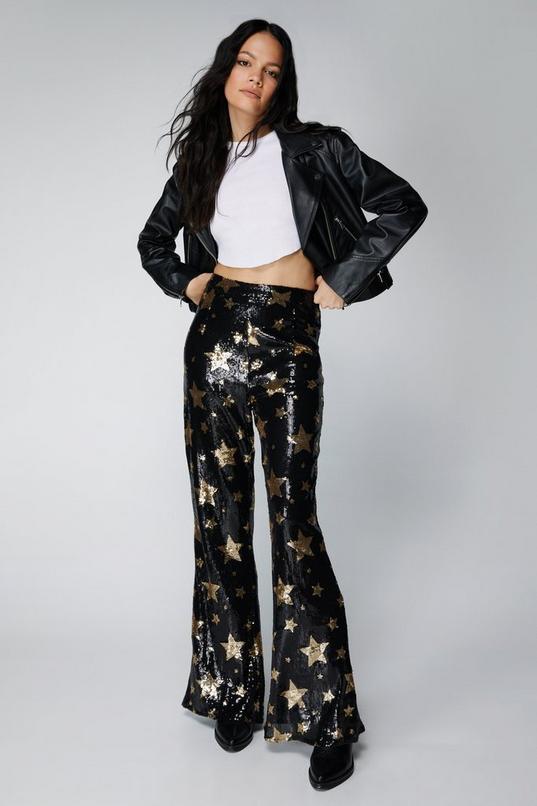 Star Sequin Flare Trousers Product Image