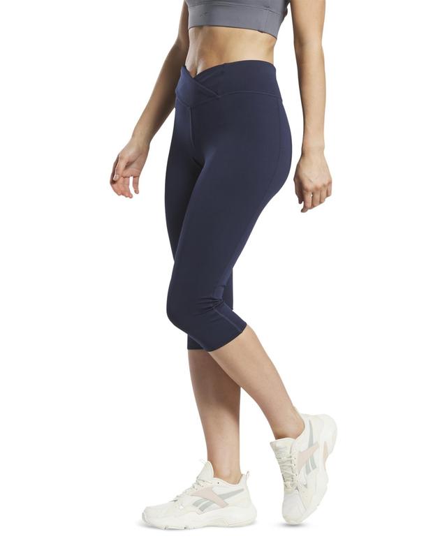 Reebok Womens Workout Ready Basic Crossover Waist Capri Leggings Product Image