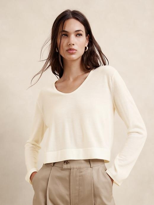 Merino Wool Cropped Sweater Product Image