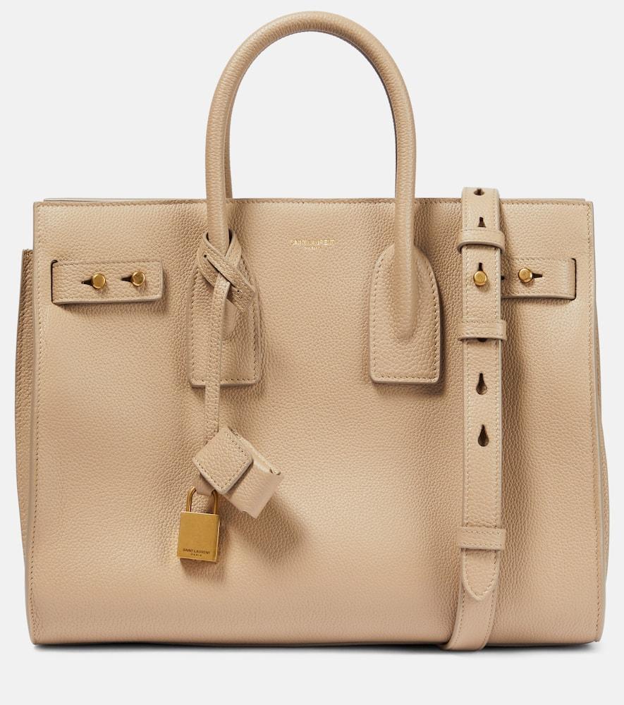 SAINT LAURENT Sac De Jour Small Leather Tote Bag In Dark Beige Product Image