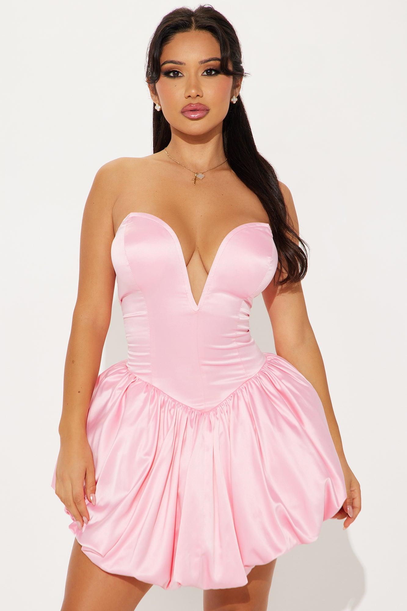 Penelope Bubble Mini Dress - Pink Product Image