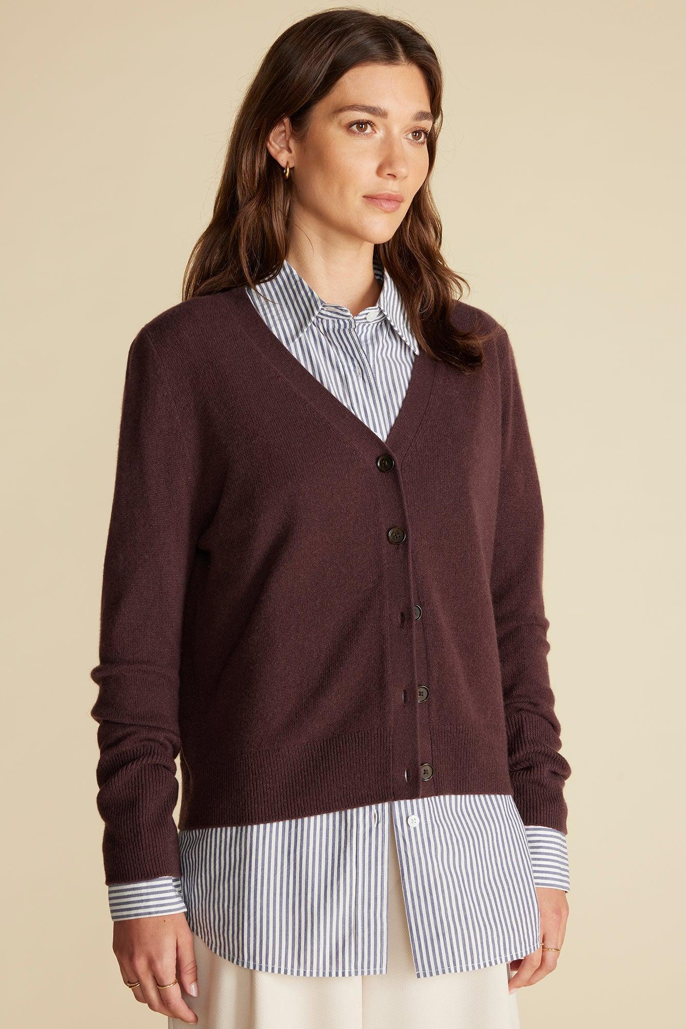 Mason Cashmere Cardigan - Purple Fig Product Image