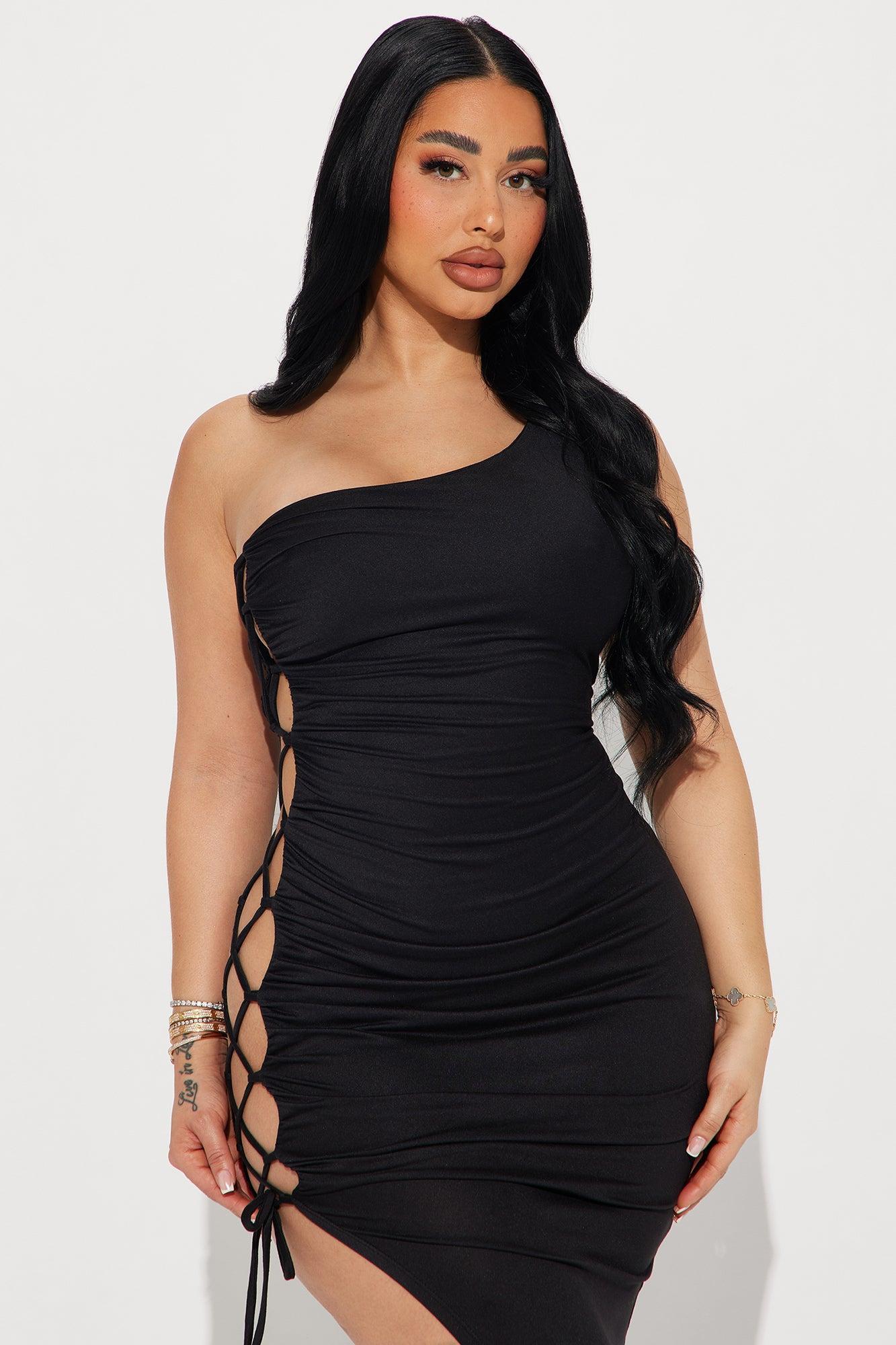 Reina Lace Up Maxi Dress - Black Product Image