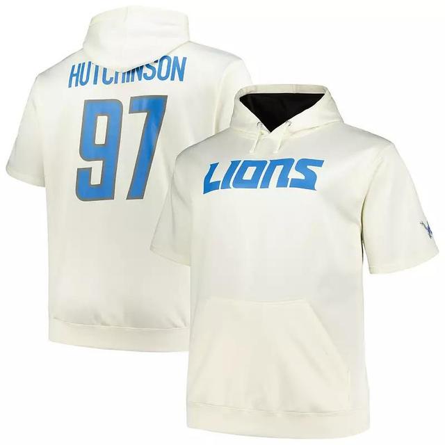 Mens Fanatics Branded Aidan Hutchinson Cream Detroit Lions Big & Tall Short Sleeve Hoodie T-Shirt Product Image