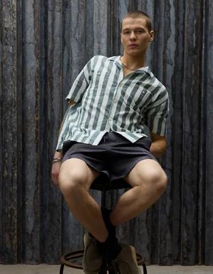 AE Linen-Blend Striped Button-Up Poolside Shirt Product Image