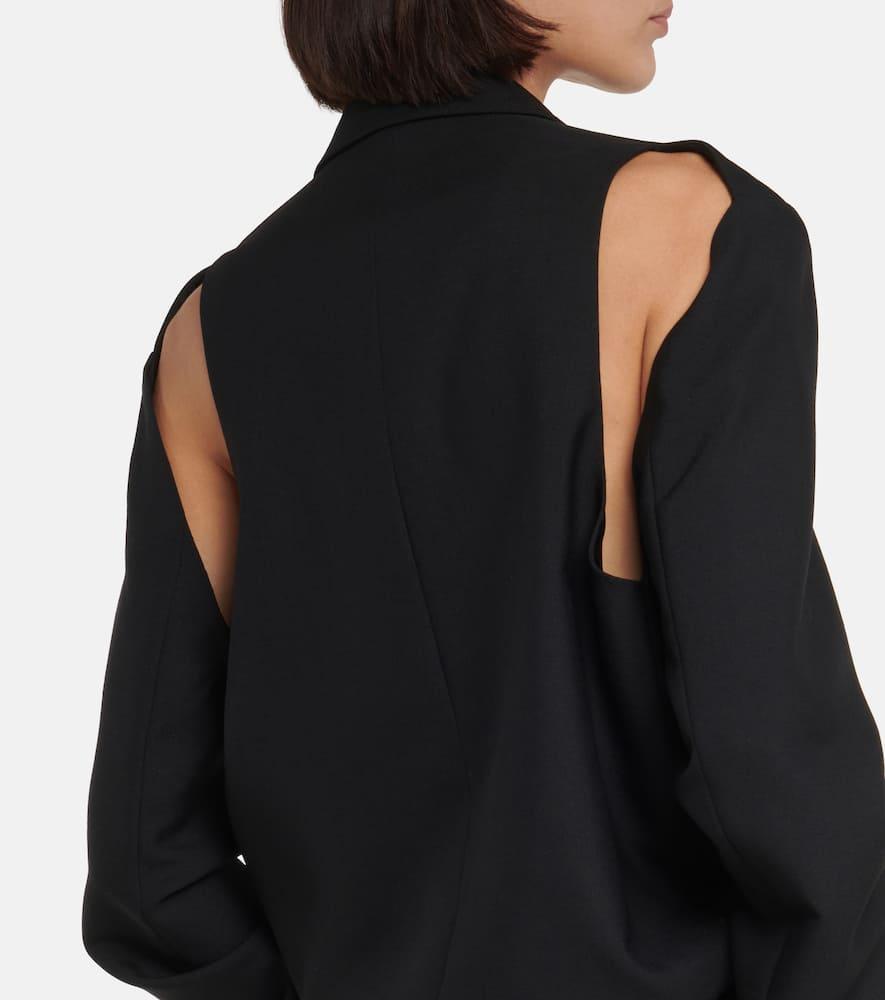 Caped Single-breasted Wool Blazer In Black Product Image