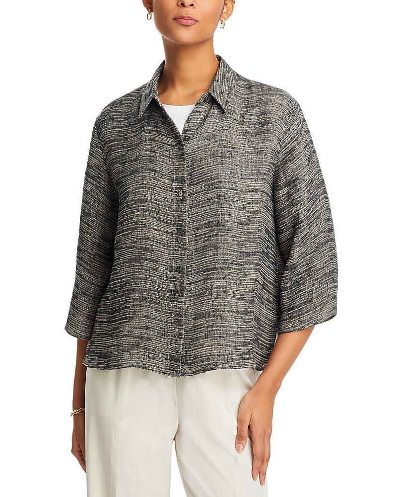 Womens Boxy Linen-Blend Shirt Product Image