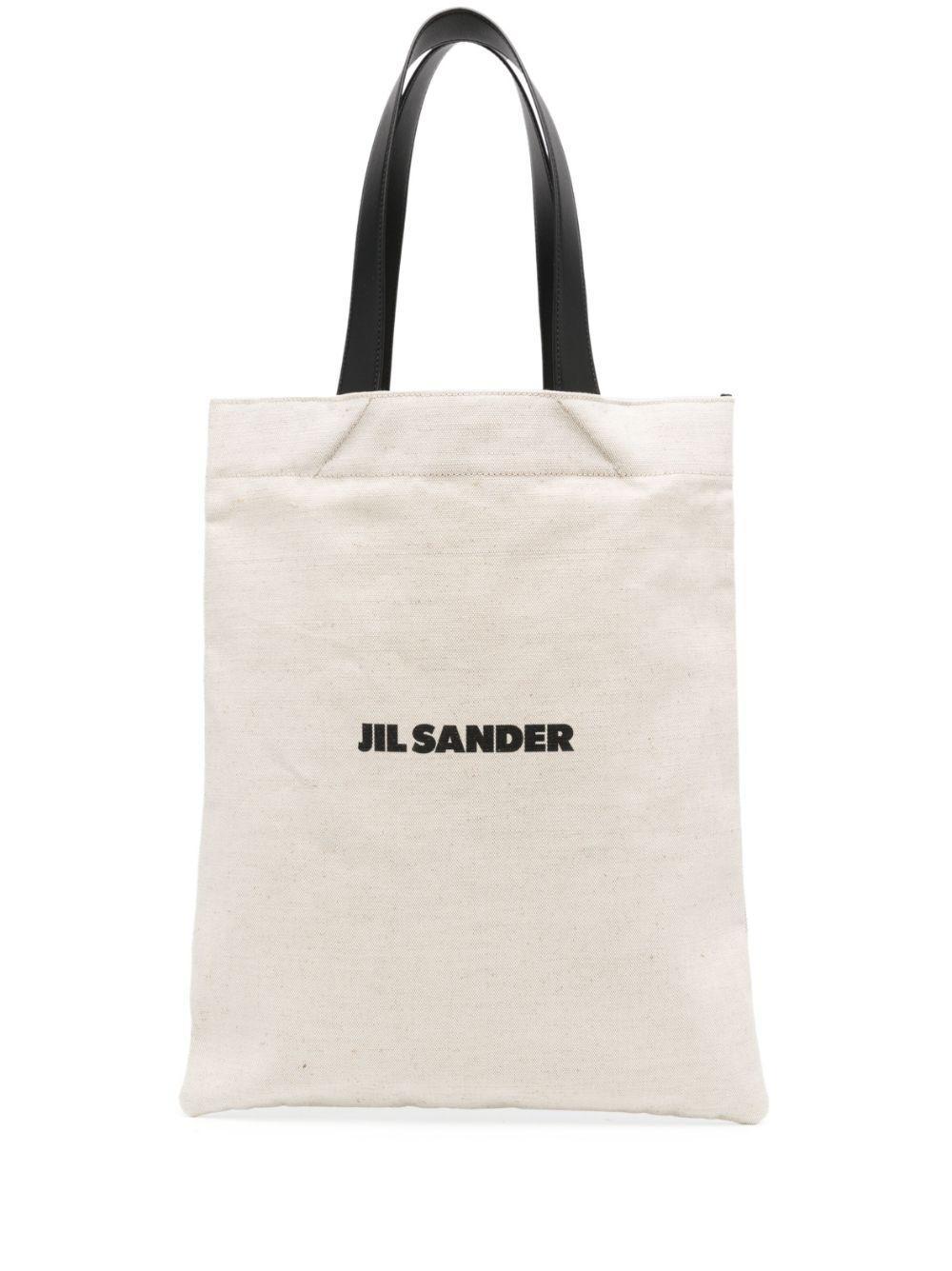 JIL SANDER Large Logo Print Tote Bag In Nude Product Image