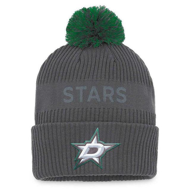 Mens Fanatics Branded Charcoal Dallas Stars Authentic Pro Home Ice Cuffed Knit Hat with Pom Product Image