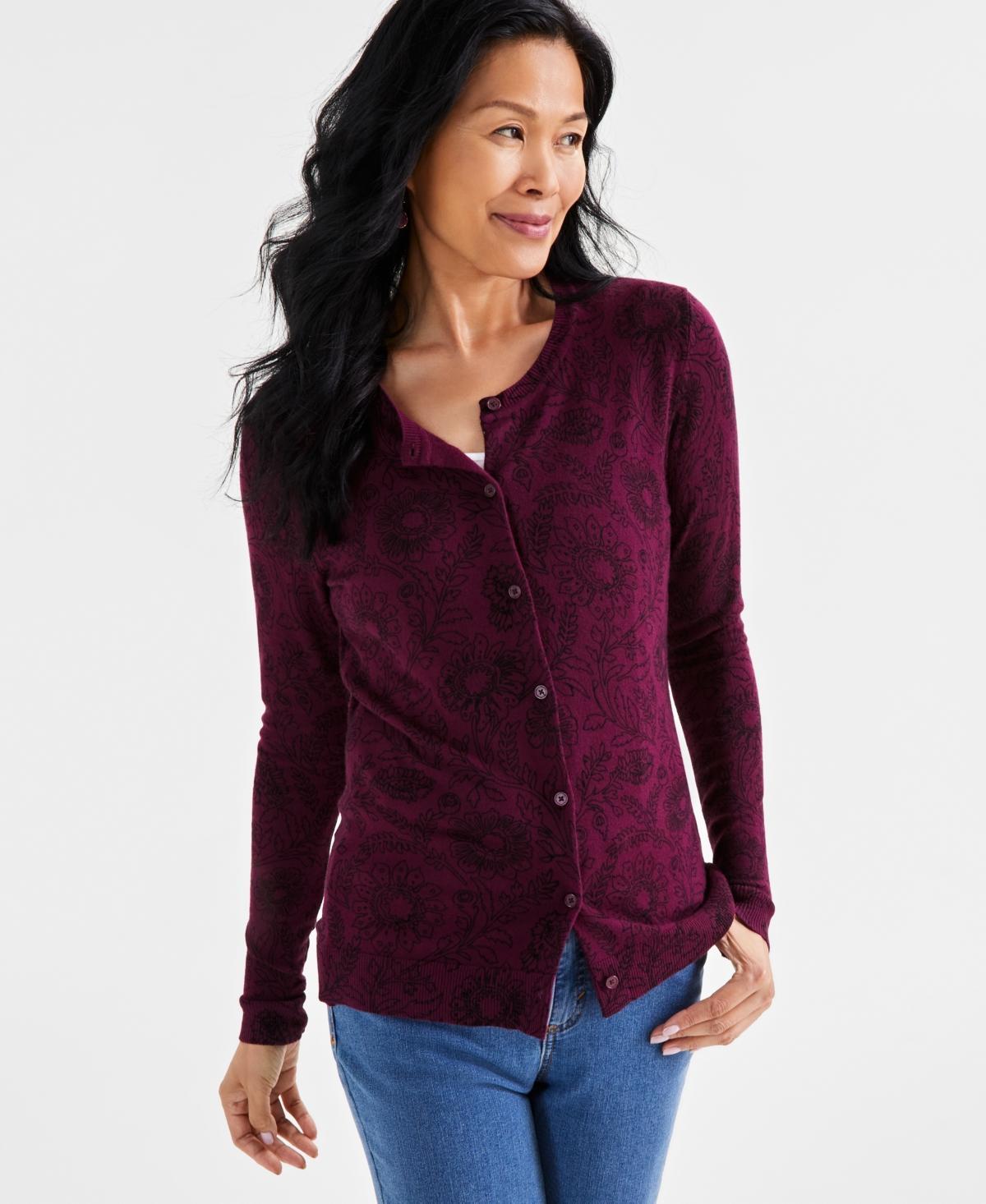 Style & Co Womens Printed Button Front Cardigan, Created for Macys product image