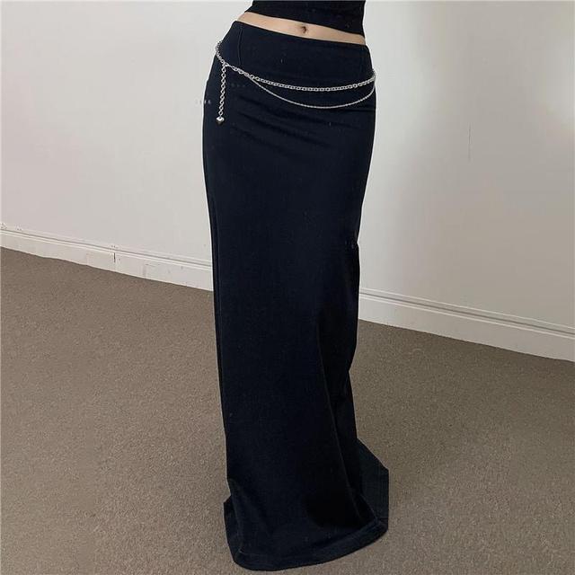 High Rise Plain Slit Maxi Pencil Skirt Product Image