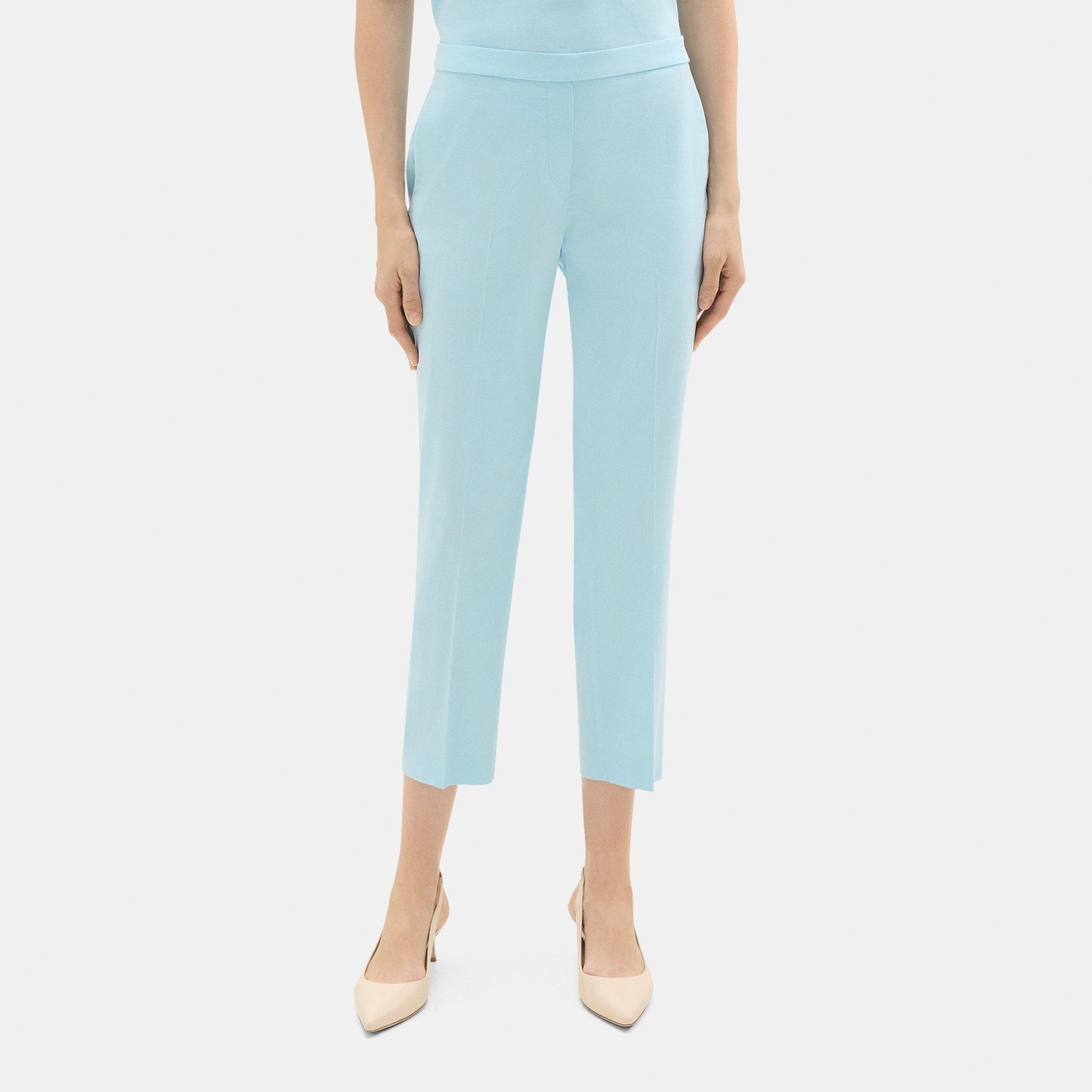 Stretch Linen Slim Cropped Pull-On Pant | Theory Outlet Product Image