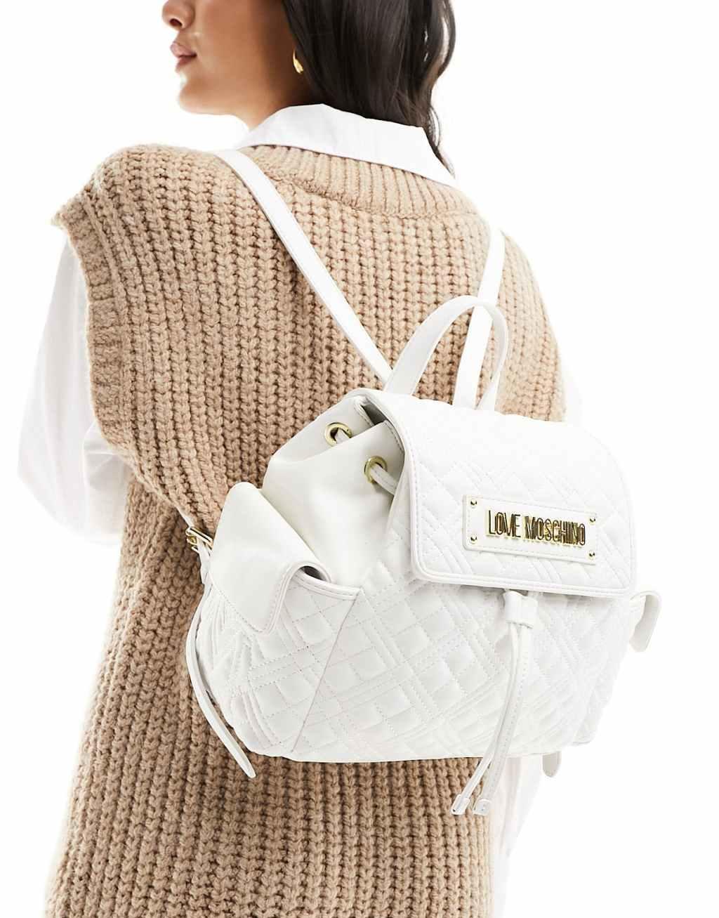 Love Moschino quilted backpack in white Product Image