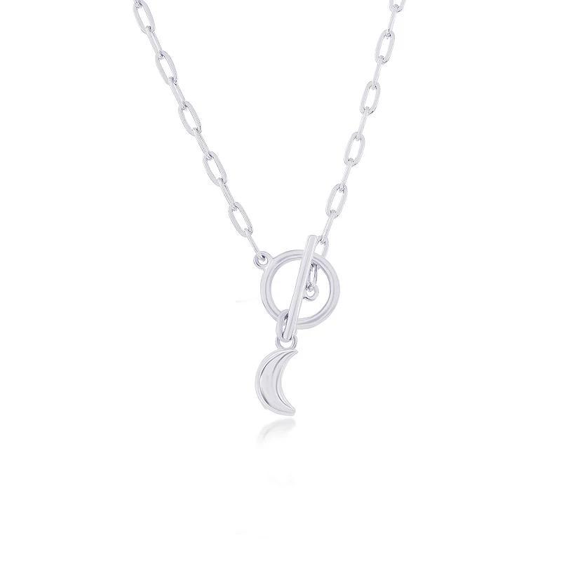 Argento Bella Crescent Moon Paper Clip Chain Toggle Necklace, Womens Sterling Silver Product Image