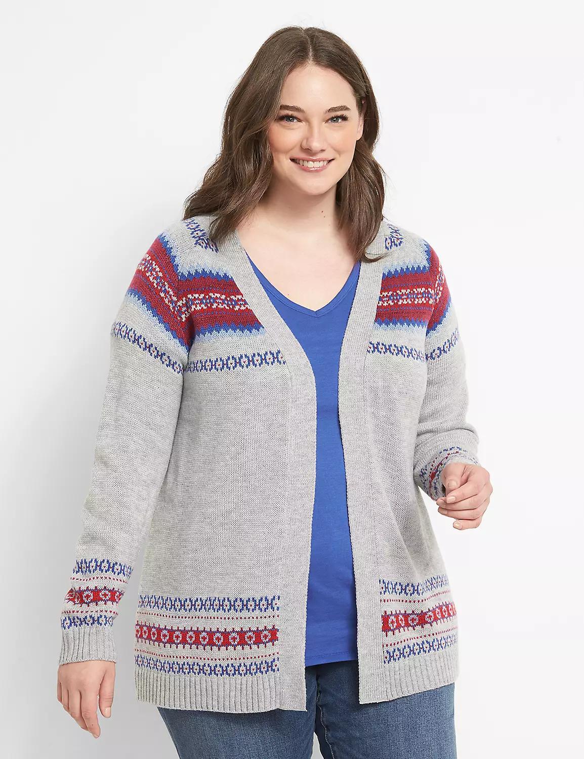 Open-Front Fair Isle Cardigan Product Image