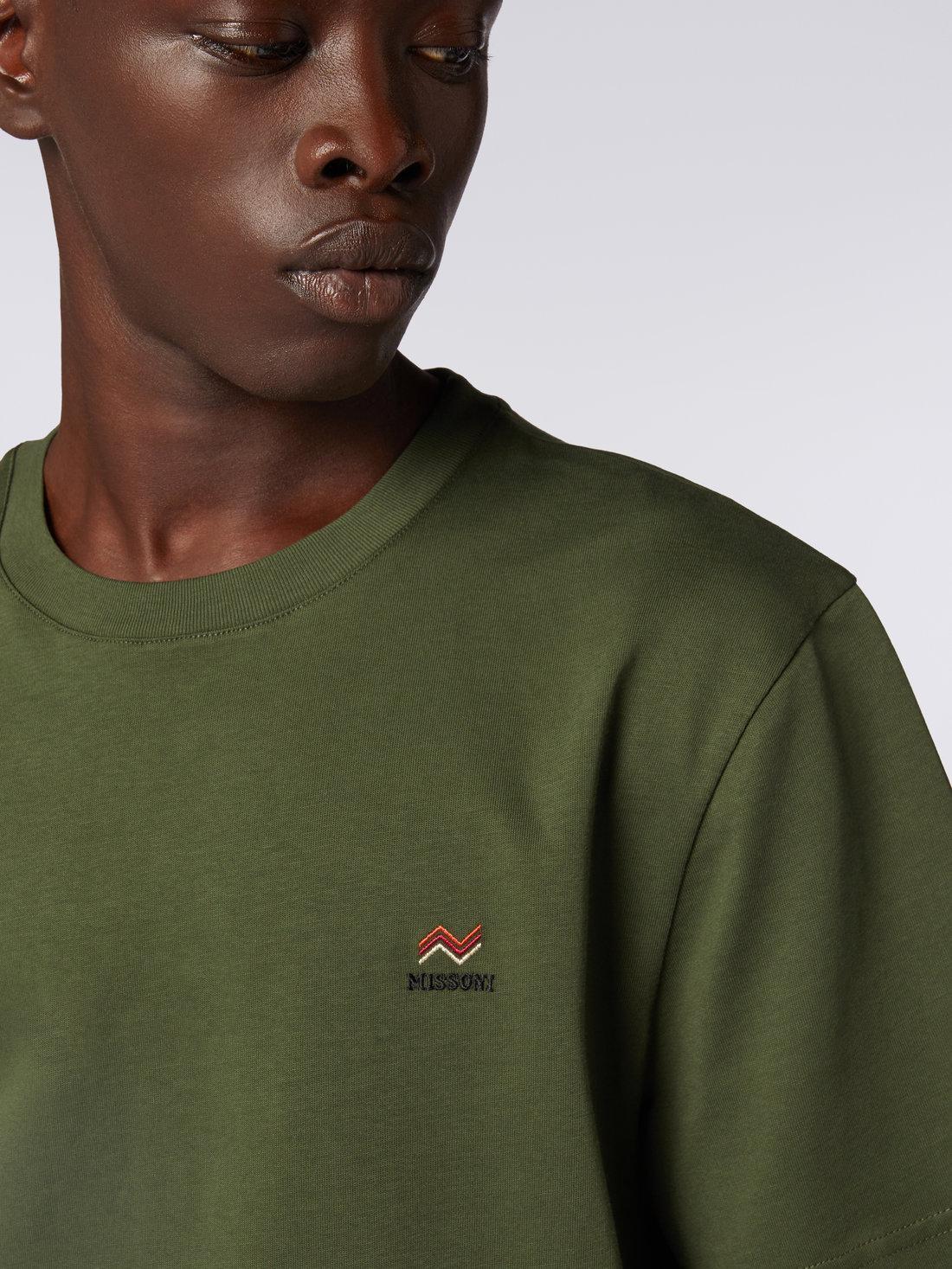 Crew-neck cotton T-shirt with embroidery and logo Product Image