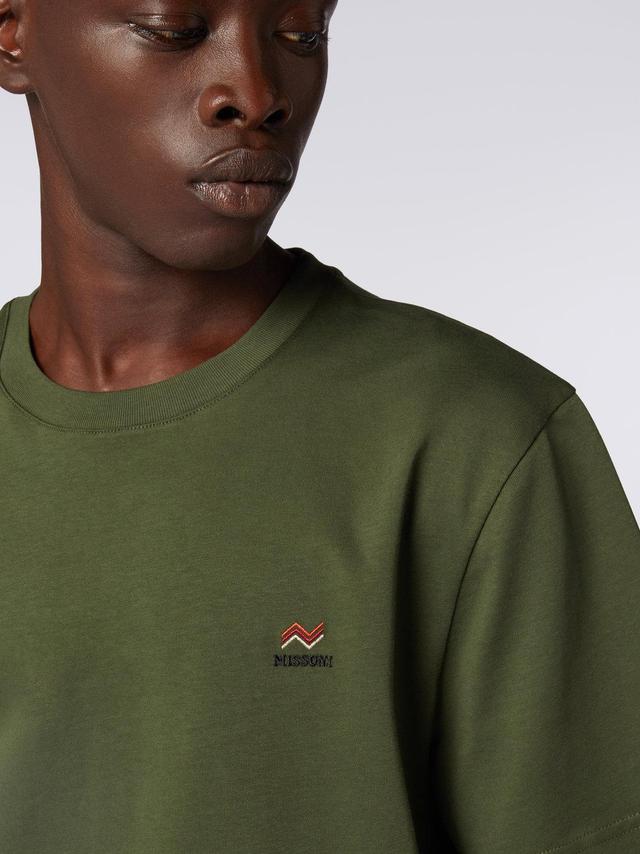 Crew-neck cotton T-shirt with embroidery and logo Product Image