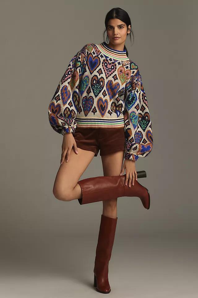 Farm Rio Hearts Ikat Pullover Sweater  Product Image